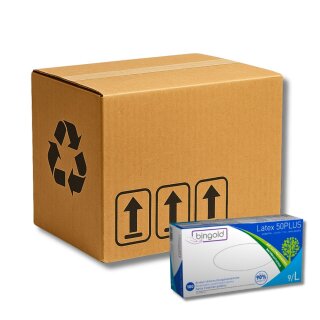 Bingold Einweghandschuhe Latex 50PLUS, natur L Karton